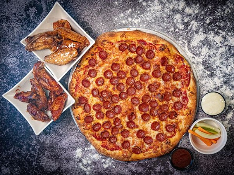LARGE 2-TOPPING PIZZA + 2 POUNDS WINGS