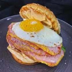 May 7 - Fried Egg & Peameal with Mozzarella on a Brioche Bun with a Pop
